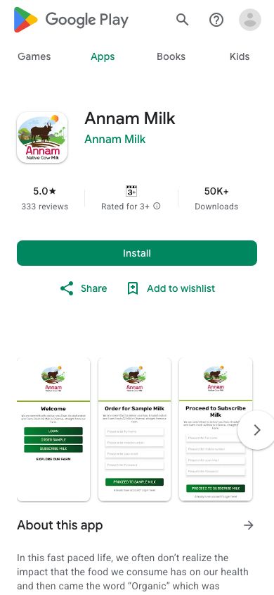 Annammilk - Consumer Milk Delivery Mobile App mobile view
