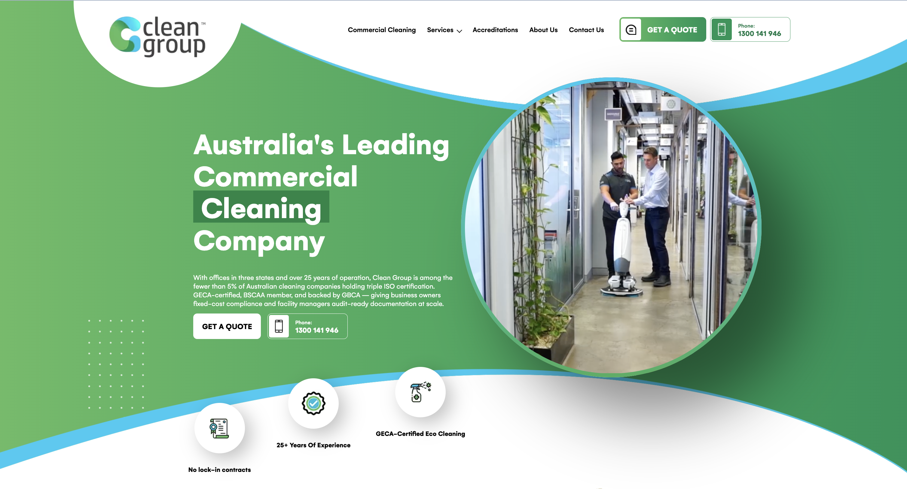 Commercial Cleaning - Service Lead Generation Website desktop view