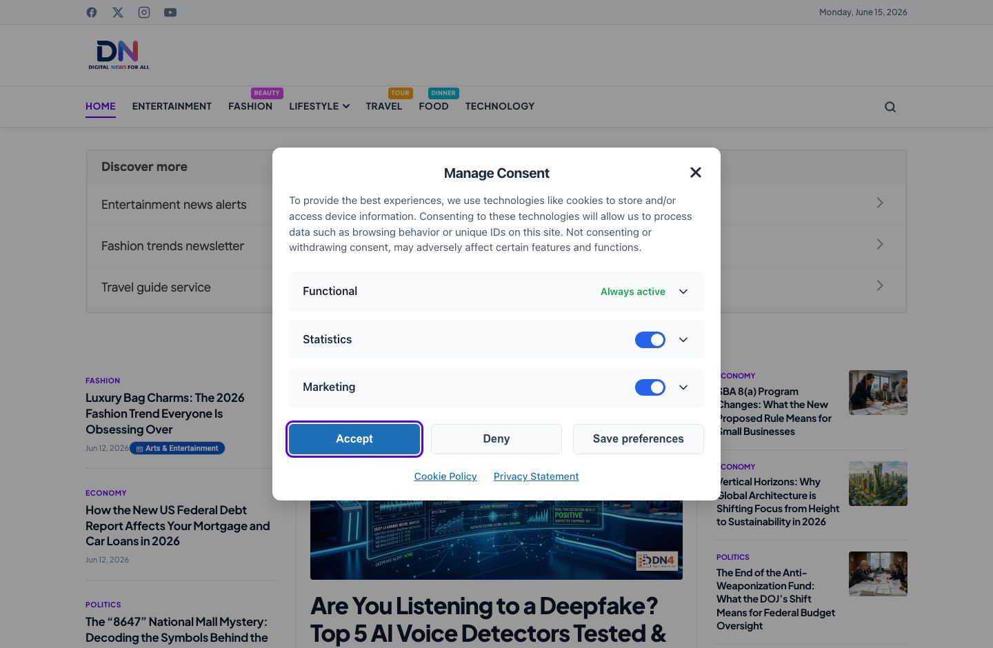 Digital News 4 All - Content Publishing Website desktop view