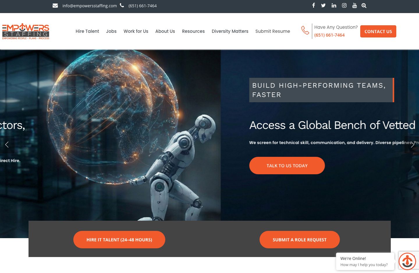 Empowers Staffing - IT Staffing Website desktop view