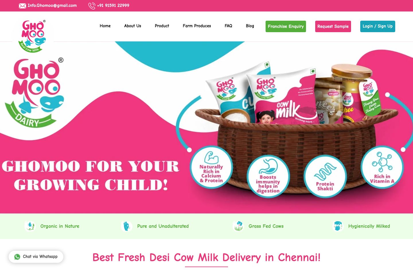 Ghomoo - Fresh Milk Delivery Website desktop view