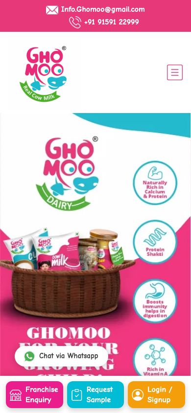 Ghomoo - Fresh Milk Delivery Website mobile view