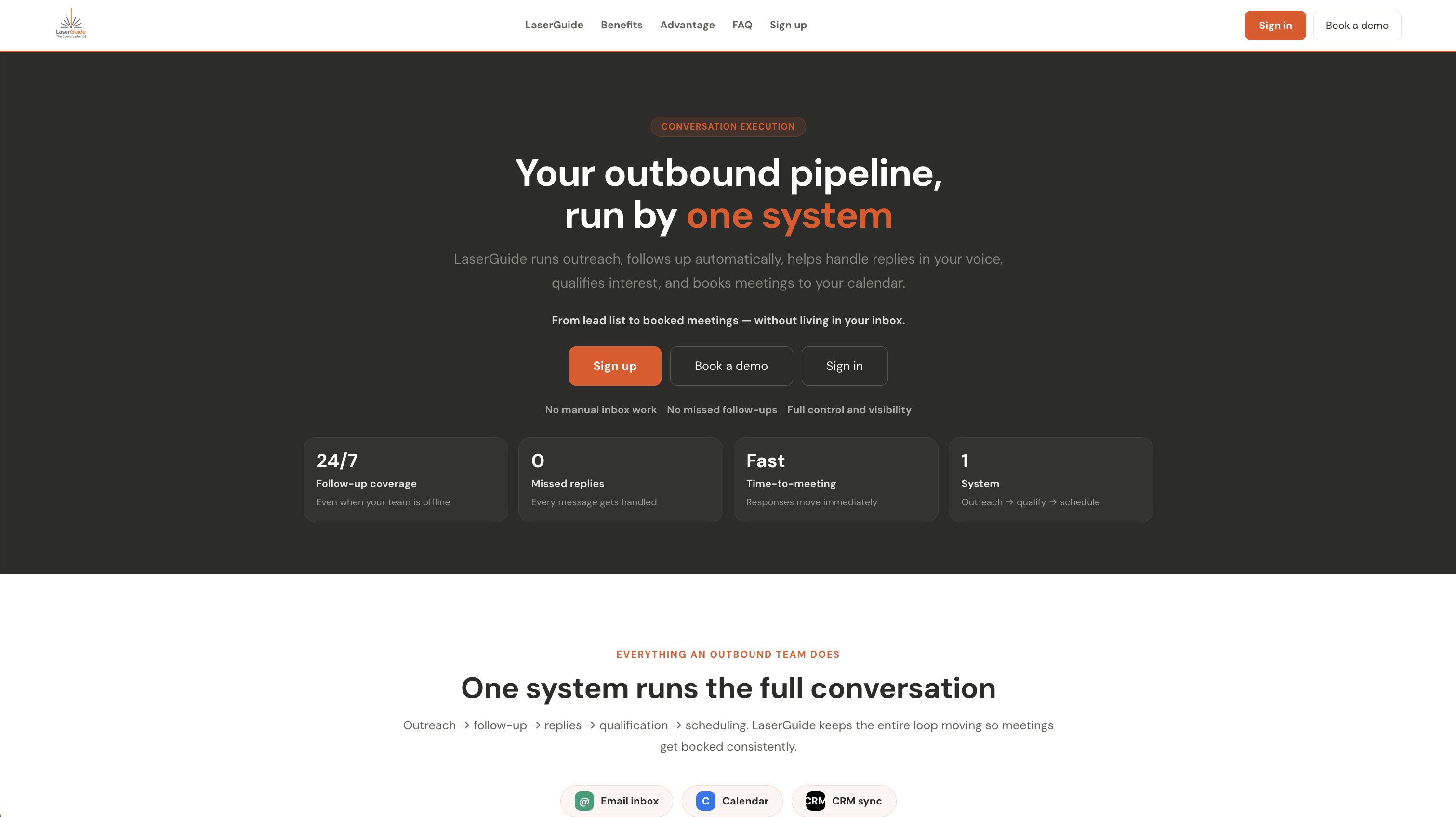 LaserGuide - AI-Assisted Lead Automation Platform desktop view