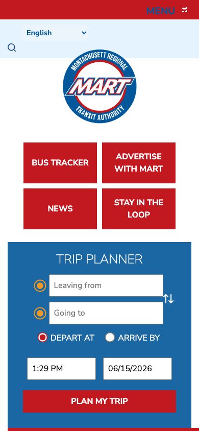 MRTA - Transit Service Website mobile view