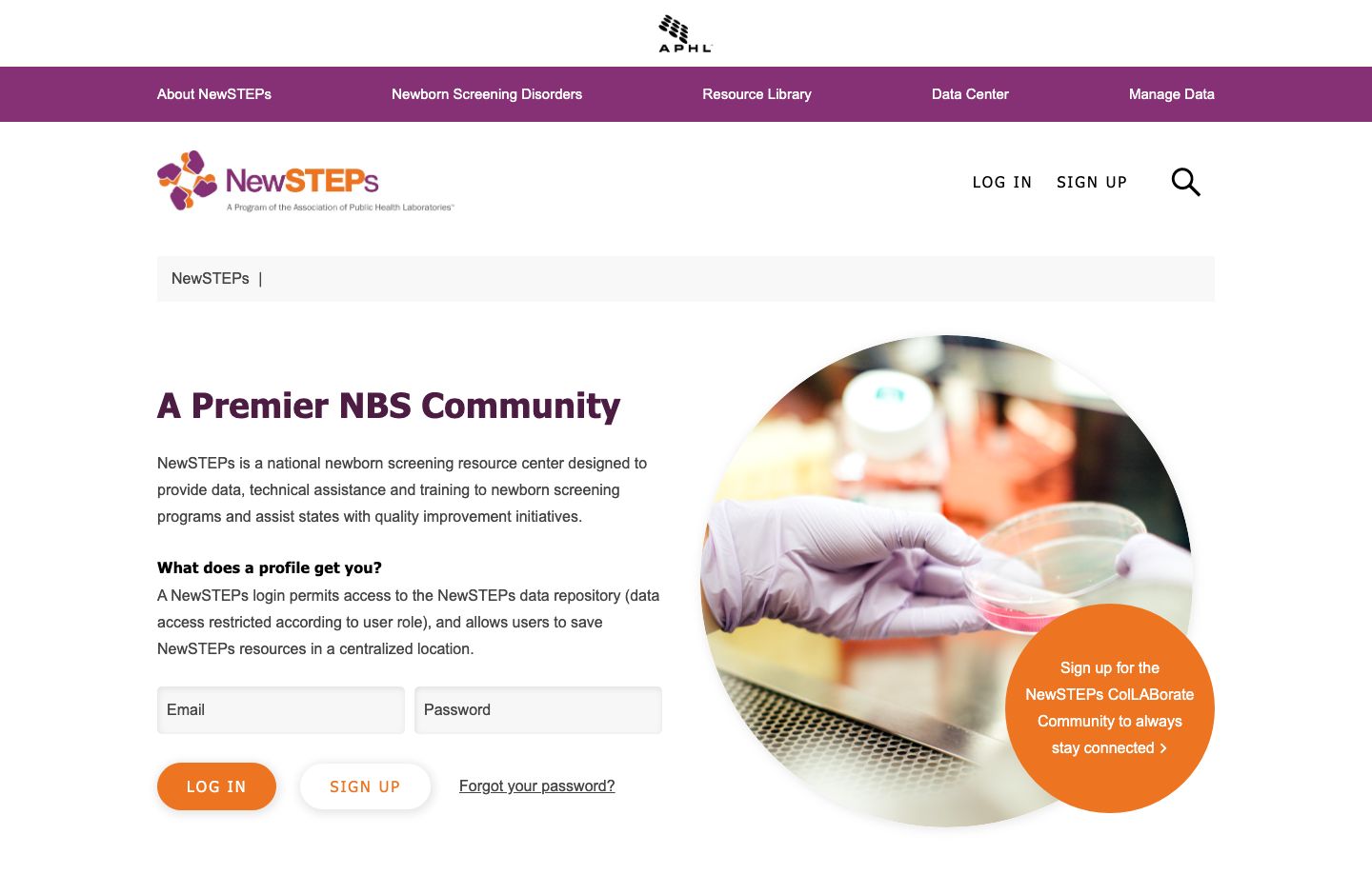 NewSTEPs - Research & Data Resource Platform desktop view