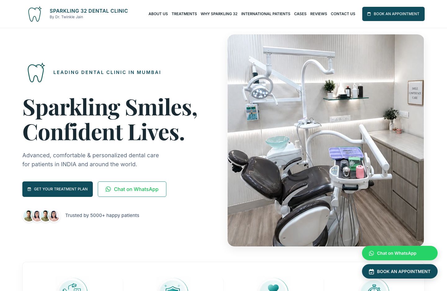 Sparkling 32 Dental - Healthcare Website desktop view